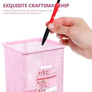 DOITOOL Trash Can Cute Rectangle Desktop Trash Can Mini Desktop Wastebasket Pencil Case Flower Pot Storage Basket, 3.14 x 3.14 x 3.74 inch (Pink)