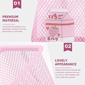 DOITOOL Trash Can Cute Rectangle Desktop Trash Can Mini Desktop Wastebasket Pencil Case Flower Pot Storage Basket, 3.14 x 3.14 x 3.74 inch (Pink)