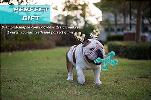 CVALIN Dog Chew Toys for Aggressive Chewers Large Breed,Indestructible Bones Toy，Durable Cleaning Toothbrush Natural Rubber Dog Toys