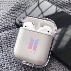 bts airpods case cute clear protective cover skin with keychain for girls bts merch compatible with apple airpods 1&2