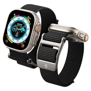 spigen durapro flex designed for apple watch band for apple watch ultra 49mm, series 8/7 45mm, series se2/6/se/5/4 44mm and series 3/2/1 42mm adjustable solo loop band strap - black