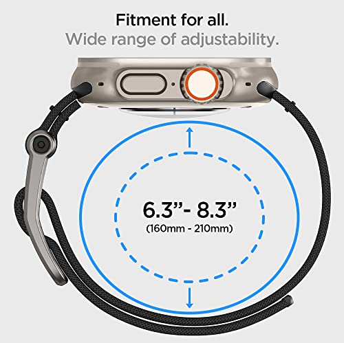 Spigen DuraPro Flex Designed for Apple Watch Band for Apple Watch Ultra 49mm, Series 8/7 45mm, Series SE2/6/SE/5/4 44mm and Series 3/2/1 42mm Adjustable Solo Loop Band Strap - Black