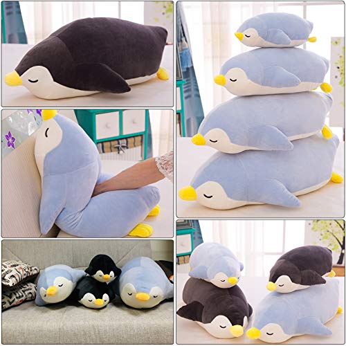 DENTRUN Penguin Stuffed Animals Bulk, Cute Penguin Plush Doll Play Toys for Kids Girls Boys Adults Birthday Xmas Present, Adorable Soft Plushies and Gifts, 12.20/18.11/22.44/25.98 Inchs, Blue, Black