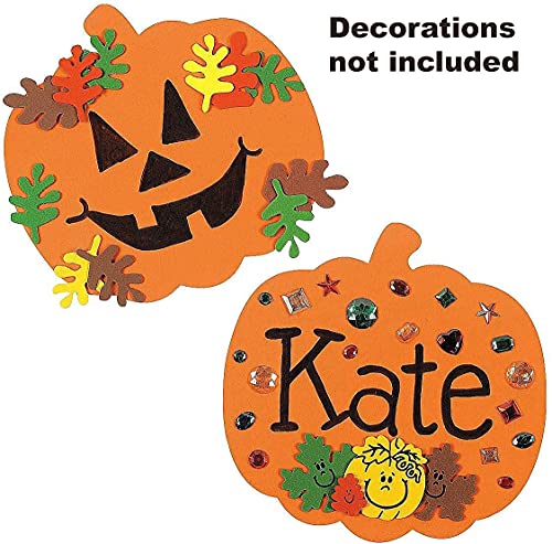 4E's Novelty Foam Pumpkin Shapes Craft (12 Pack) Halloween Crafts for Kids, Large 8" Cutouts - Fall Crafts for Kids Toddlers Classroom Supplies Halloween Activities for Kids Party Ages 2-4 3-5 4-8