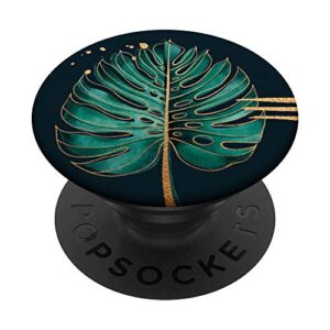 Tropical Green Palm Leaves Monstera Botanical Plants Leaf PopSockets Grip and Stand for Phones and Tablets