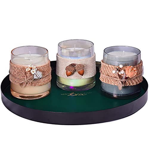 Le Sens Amazing Home Jar Candle Holder Set House Decor Centerpiece 11 inches, Festive Wedding Rustic Family Candles Marriage Ceremony Jar Candles Burlap Lace Pinecones Scented Candle Set (Rattan)