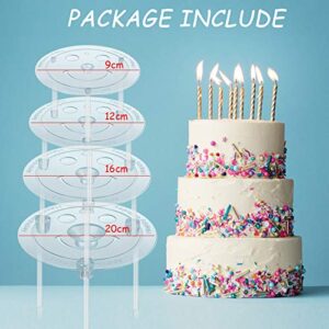 Cake Dowel Rods Set 20 Pieces Plastic Cake Sticks Support Rods with 4 Cake Separator Plates for 4, 6, 8, 10 Inch Cakes and 12 Clear Cake Stacking Dowels for Tiered Cakes (24 cm/ 9.4 Inch Rods Lenght)