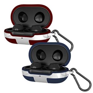 2 packs silicone cover for galaxy buds case/galaxy buds + plus case,with carabiner full body protections skin accessories compatible samsung galaxy buds plus (navy blue and burgundy)