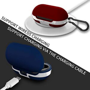 2 Packs Silicone Cover for Galaxy Buds Case/Galaxy Buds + Plus Case,with Carabiner Full Body Protections Skin Accessories Compatible Samsung Galaxy Buds Plus (Navy Blue and Burgundy)