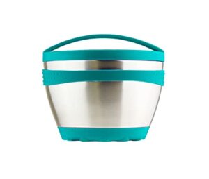 kid basix safe bowl, reusable stainless steel lunchbox container for adults, thermos for hot & cold food storage, dishwasher safe, 16oz teal