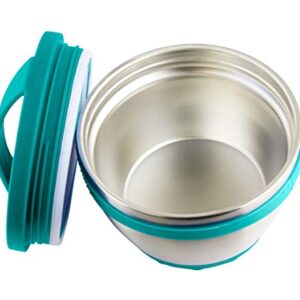 Kid Basix Safe Bowl, Reusable Stainless Steel Lunchbox Container for Adults, Thermos for Hot & Cold Food Storage, Dishwasher Safe, 16oz Teal