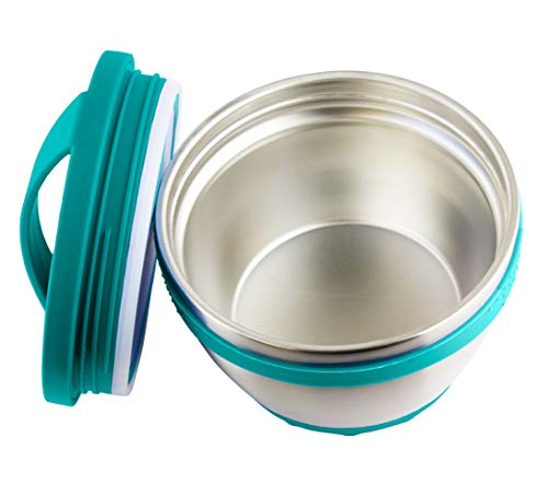 Kid Basix Safe Bowl, Reusable Stainless Steel Lunchbox Container for Adults, Thermos for Hot & Cold Food Storage, Dishwasher Safe, 16oz Teal