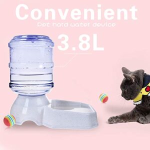 Pet Water Dispenser Station - 1 Gal Replenish Pet Waterer for Dog Cat Animal Automatic Gravity Water Drinking Fountain Bottle Bowl Dish Stand