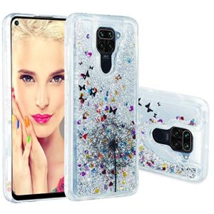 emaxeler compatible with redmi note 9 case cover 3d creative design cartoon pattern anti-fall flowing quicksand bling shiny liquid tpu soft case for redmi note 9 tpu dandelion xy.