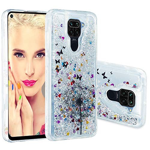 EMAXELER Compatible with Redmi Note 9 Case Cover 3D Creative Design Cartoon Pattern Anti-Fall Flowing Quicksand Bling Shiny Liquid TPU Soft Case for Redmi Note 9 TPU Dandelion XY.