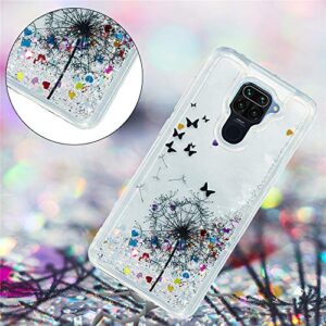 EMAXELER Compatible with Redmi Note 9 Case Cover 3D Creative Design Cartoon Pattern Anti-Fall Flowing Quicksand Bling Shiny Liquid TPU Soft Case for Redmi Note 9 TPU Dandelion XY.