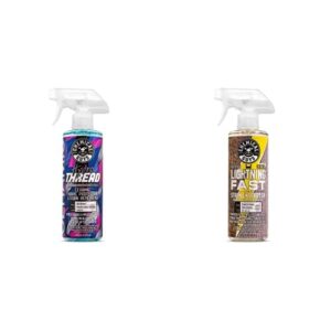 chemical guys carpet & upholstery stain & spot remover and ceramic protectant bundle with (1) 16 oz lightning fast stain extractor and (1) 16 oz hydrothread ceramic protectant