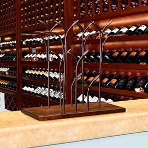 Wine Rack Table Type Wooden Wine Rack Rustic Countertop Wine Rack Countertop Wine Rack Can Hold 4 Bottles and 4 Glasses Metal Wine Rack