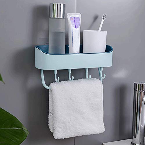 Shower Shelf Wall Mounted Storage-Organizer Shower Shelves withTowel Bar Storage Shelf Razor Holder for Bathroom, Kitchen and Dorm No Drilling Blue