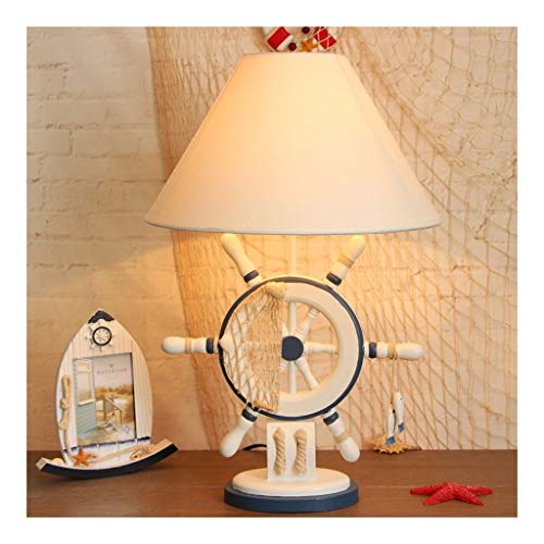 Useful Mediterranean Style Wood Table Lamp LED Eye-caring Modern Bedside Desk Lamps for Bedroom Living Room Writing Reading E27 Bulb Desk lamp (Color : 3)