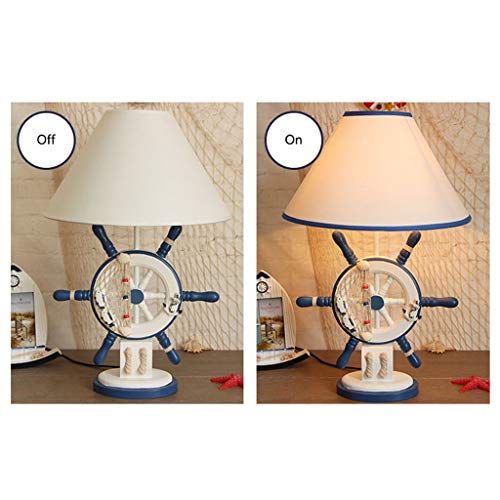 Useful Mediterranean Style Wood Table Lamp LED Eye-caring Modern Bedside Desk Lamps for Bedroom Living Room Writing Reading E27 Bulb Desk lamp (Color : 3)