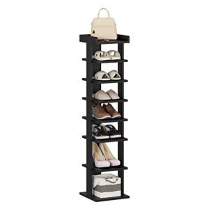 jeroal wooden shoes rack, 7 tiers entryway vertical narrow tall shoe rack for small spaces, stylish shoe tower storage organizer for front door entryway hallway closet bedroom