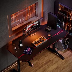 Homall Gaming Desk Computer Desk Racing Style Office Table Gamer Pc Workstation T Shaped Gamer Game Station with Free Mouse Pad, Cup Holder and Headphone Hook (44 Inch, Black)