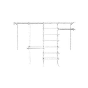 Rubbermaid FastTrack Closet Kit, White, 6-10 Ft., Wire Shelving Kit with Expandable Shelving and Telescoping Rods, Custom Closet Organization System, Easy Installation