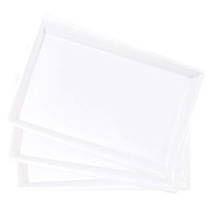 llsf 12 pack white plastic serving trays, 15" x 10" rectangle serving platters, disposable food trays perfect for buffet & parties, for wedding and party