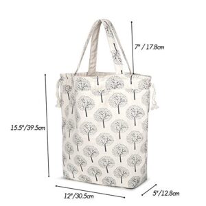 Teamoy Knitting Tote Bag with Drawstring Closure, Portable Yarn Storage Bag for Knitting Needles, Yarn Skein and Crochet Supplies, Tree (Bag Only)