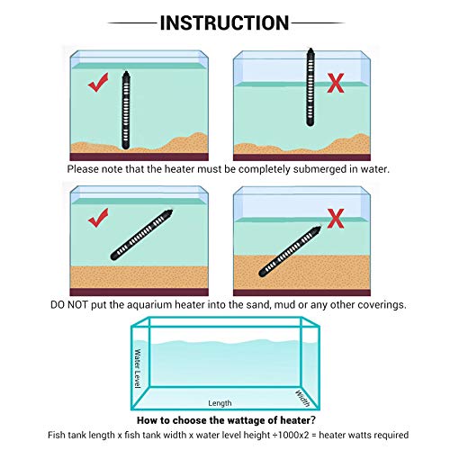 Submersible Aquarium Heater Fish Tank Heater with Dual Temperature Displays and Temp Controller Adjustable for Turtle Betta Fish Tank