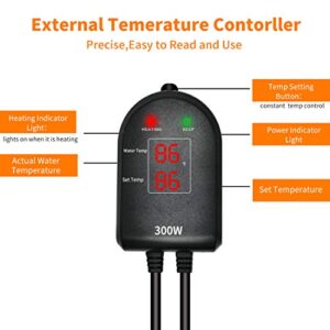 Submersible Aquarium Heater Fish Tank Heater with Dual Temperature Displays and Temp Controller Adjustable for Turtle Betta Fish Tank