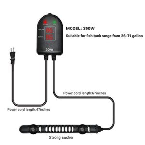 Submersible Aquarium Heater Fish Tank Heater with Dual Temperature Displays and Temp Controller Adjustable for Turtle Betta Fish Tank