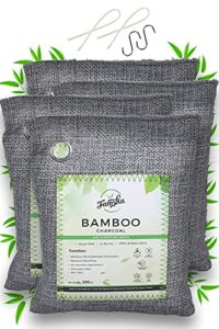 famsha 200gm premium moso bamboo charcoal air purifying bags, activated charcoal bags odor absorber, provides natural & fresh air for your home, car & office