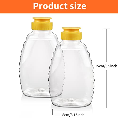 Fireboomoon 8 Pack 16oz Clear Plastic Honey Jar,Empty Squeeze Honey Bottle Container Holder with Flip Lid for Storing and Dispensing