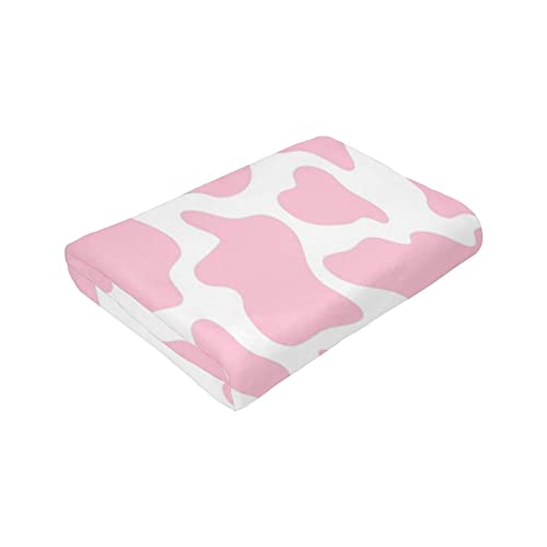 Pink Cow Print Adult Kids Fleece Blanket Throw Blanket for Bedding Living Room Decor Sofa Blanket 50"X40"