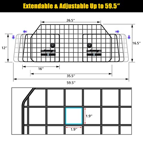 Gtongoko Dog Car Barriers for SUVs, Vehicles, Cars, & Trucks, Adjustable Heavy-Duty Wire Mesh Pet SUV Barriers Universal-Fit, Dog Car Guard, Car Accessories Safety Travel