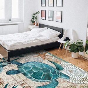 ARTSHOWING Sea Turtle Area Rug, 2' x 3' Large Indoor and Outdoor Area Rugs with No-Slip Backing, Easy to Clean, Perfect for Living Room, Patio, Picnic, Decking Ocean Animal Beach Landscape Sea Theme