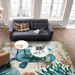 ARTSHOWING Sea Turtle Area Rug, 2' x 3' Large Indoor and Outdoor Area Rugs with No-Slip Backing, Easy to Clean, Perfect for Living Room, Patio, Picnic, Decking Ocean Animal Beach Landscape Sea Theme