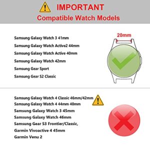 Yeejok Galaxy Watch 3 41mm Bands Silicone, Samsung Galaxy Watch Active 2 44mm Bands Sport for Men Women, 20mm Replacement Watch Strap for Samsung Gear Sport/Galaxy Watch Active 40mm-Black