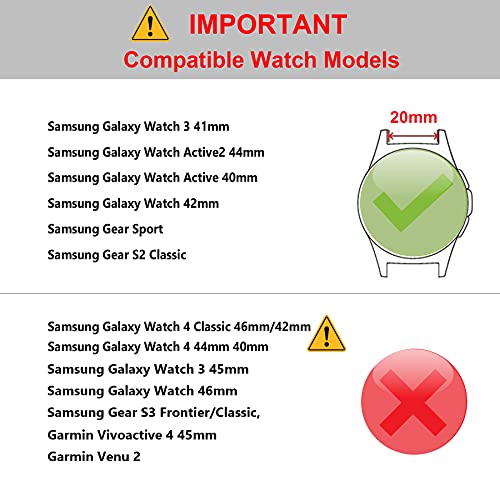 Yeejok Galaxy Watch 3 41mm Bands Silicone, Samsung Galaxy Watch Active 2 44mm Bands Sport for Men Women, 20mm Replacement Watch Strap for Samsung Gear Sport/Galaxy Watch Active 40mm-Black