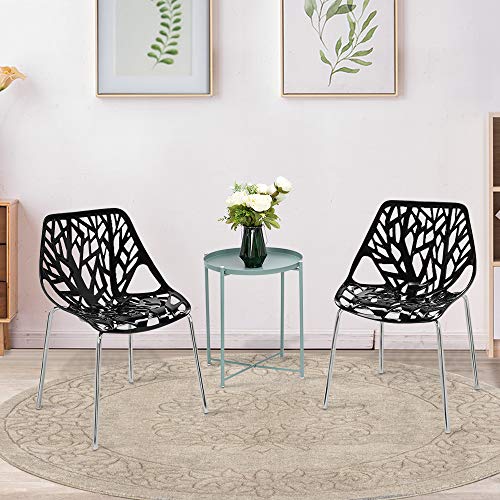 VINGLI Set of 4 Modern Dining Chairs Set Black Stackable Side Chairs Modern Birch Sapling Accent Chairs,Easy Assembly