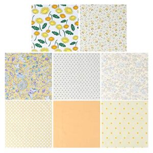 healifty floral bedsheets 8pcs christmas cotton fabric sheet patchwork cloth quilting precut scraps sewing fabric for diy christmas stocking mouth cover purse bag 50x50cm (yellow) floral bed sheets