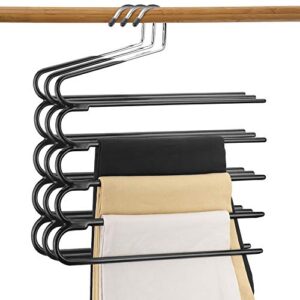 DOIOWN Pants Organizer Hangers Multi-Layer Jeans Trouser Hanger Space Saving Open –Ended Clothes Hangers Non Slip Closet Storage Organizer for Jeans Towels Scarves (3)