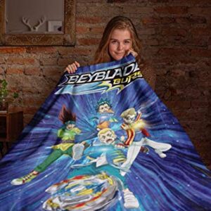 INTIMO Beyblade Burst Rise Spinner Tops Launch Time Anime Characters Silk Touch Plush Throw Blanket