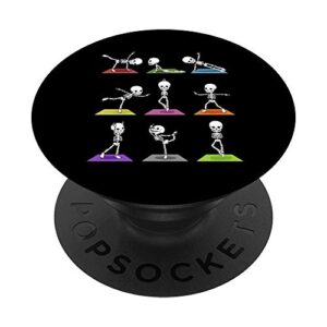 funny skeleton yoga halloween popsockets popgrip: swappable grip for phones & tablets