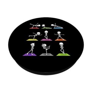 Funny Skeleton Yoga Halloween PopSockets PopGrip: Swappable Grip for Phones & Tablets