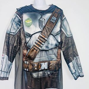 Star Wars The Mandalorian Kids Halloween Costume Large (10-12) Jumpsuit/Cape/Mask/Holographic Detail