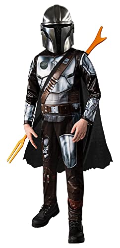 Star Wars The Mandalorian Kids Halloween Costume Large (10-12) Jumpsuit/Cape/Mask/Holographic Detail