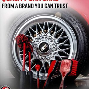 Adam's Wheel Brush – Car Detailing Brush for Wheel Cleaner & Rim Cleaner Detailing Supplies | Soft Bristles & Rubberized Short Handle Brush Kit for Brake Dust Car Wash Care
